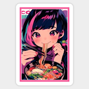 Cute Anime Girl |  Ramen Noodles | Hentaii Chibi Kawaii Design Sticker